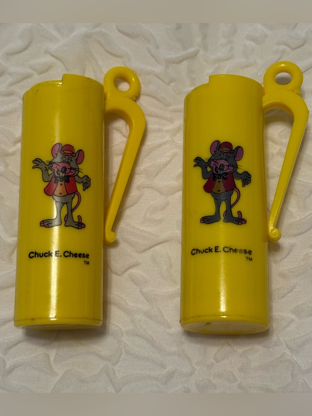 Chuck E Cheese Vintage Yellow Token Holder Dispenser Rare. Used. Set Of 2
